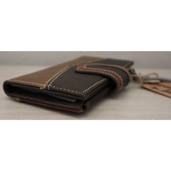 Tony Lama 22085725W Women's 3-Tone Brown Magnetic Snap Credit Card Bifold Wallet - Picture 6 of 6